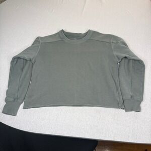 Aerie Oversized Cropped Sweatshirt‎ Green Size Small Raw Hem